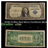 1935G $1 Blue Seal Silver Certificate Grades vf++