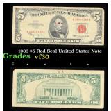 1963 $5 Red Seal United States Note Grades vf++
