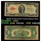 1928G $2 Red Seal United States Note Grades vf+