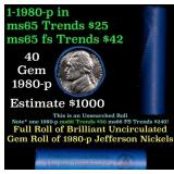 BU Shotgun Jefferson 5c roll, 1986-p 40 pcs Bank $