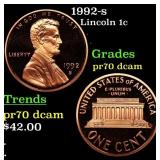 1992-s Proof Lincoln Cent 1c Grades GEM++ Proof De