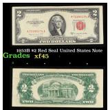 1953B $2 Red Seal United States Note Grades xf+