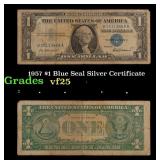 1957 $1 Blue Seal Silver Certificate Grades vf+
