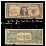 1957B $1 Blue Seal Silver Certificate Grades vf+