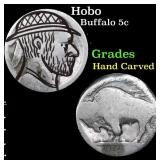 Hobo Buffalo Nickel 5c Grades Hand Carved