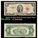 1953A $2 Red Seal United States Note Grades vf det