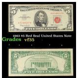 1963 $5 Red Seal United States Note Grades vf++