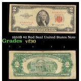 1953B $2 Red Seal United States Note Grades vf++