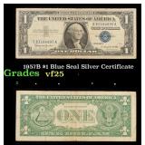 1957B $1 Blue Seal Silver Certificate Grades vf+