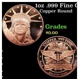 1oz .999 Fine Copper Bullion Round - Statue of Lib