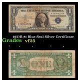 1957B $1 Blue Seal Silver Certificate Grades vf+