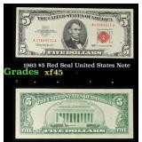 1963 $5 Red Seal United States Note Grades xf+