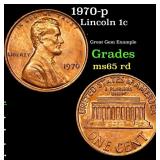 1970-p Lincoln Cent 1c Grades GEM Unc RD