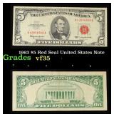 1963 $5 Red Seal United States Note Grades vf++