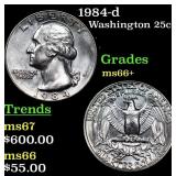 1984-d Washington Quarter 25c Grades GEM++ Unc