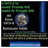 BU Shotgun Jefferson 5c roll, 1973-d 40 pcs Bank $