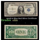 1935D $1 Blue Seal Silver Certificate Grades vf++