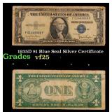 1935D $1 Blue Seal Silver Certificate Grades vf+