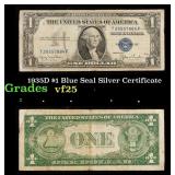 1935D $1 Blue Seal Silver Certificate Grades vf+