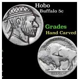 Hobo Buffalo Nickel 5c Grades Hand Carved