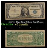 1957 $1 Blue Seal Silver Certificate Grades vf det