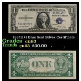 1935E $1 Blue Seal Silver Certificate Grades Selec