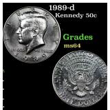 1989-d Kennedy Half Dollar 50c Grades Choice Unc