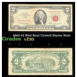 1963 $2 Red Seal United States Note Grades vf++