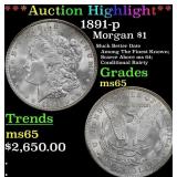 ***Major Highlight*** 1891-p Morgan Dollar $1 ms65
