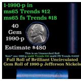 BU Shotgun Jefferson 5c roll, 1990-p 40 pcs Bank $