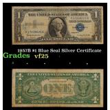 1957B $1 Blue Seal Silver Certificate Grades vf+