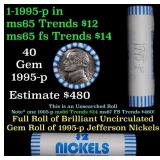 BU Shotgun Jefferson 5c roll, 1995-p 40 pcs Bank $