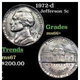 1972-d Jefferson Nickel 5c Grades GEM++ Unc