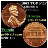 1963 Proof Lincoln Cent TOP POP! 1c Graded pr69 rd