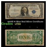 1935E $1 Blue Seal Silver Certificate Grades vf++