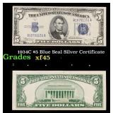 1934C $5 Blue Seal Silver Certificate Grades xf+