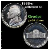 1988-s Proof Jefferson Nickel 5c Grades GEM++ Proo