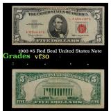 1963 $5 Red Seal United States Note Grades vf++