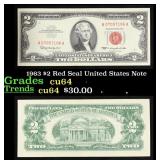 1963 $2 Red Seal United States Note Grades Choice
