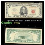 1963 $5 Red Seal United States Note Grades vf++