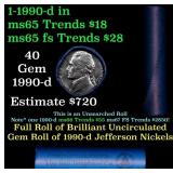 BU Shotgun Jefferson 5c roll, 1990-d 40 pcs Bank $