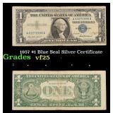 1957 $1 Blue Seal Silver Certificate Grades vf+