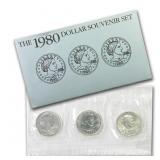 1980 Susan B. Anthony Dollar Souvenir 3 Coin Set