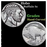 Hobo Buffalo Nickel 5c Grades Hand Carved