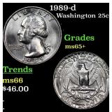 1989-d Washington Quarter 25c Grades GEM+ Unc