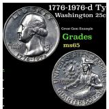 1776-1976-d Ty 1 Washington Quarter 25c Grades GEM