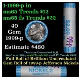 BU Shotgun Jefferson 5c roll, 1999-p 40 pcs Bank $