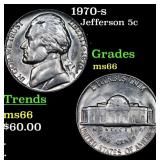 1970-s Jefferson Nickel 5c Grades GEM+ Unc