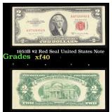1953B $2 Red Seal United States Note Grades xf