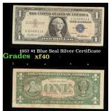1957 $1 Blue Seal Silver Certificate Grades vf++